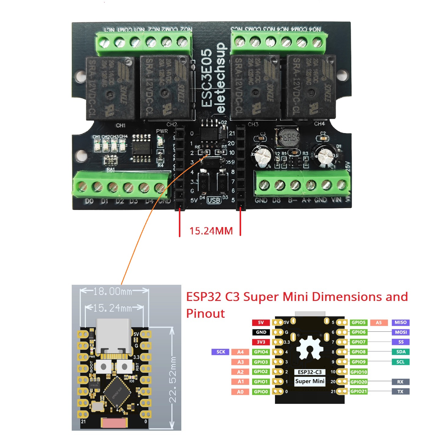 ESC3B04 ESP32-C3 Industrial Re - đánh giá và giá Esp32 C3