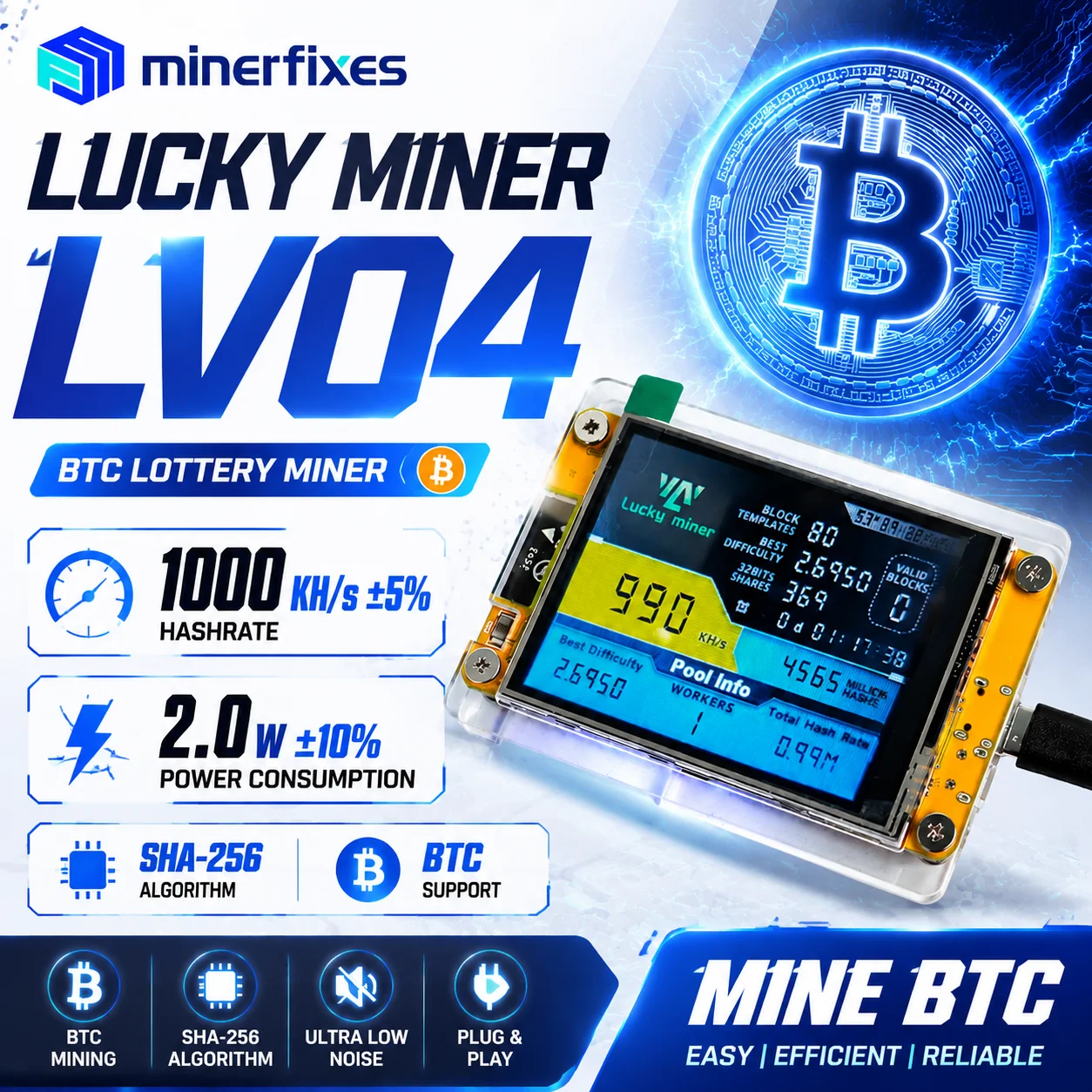 Lucky Miner LV04 NerdMiner V2  - đánh giá và giá Espressif Esp32