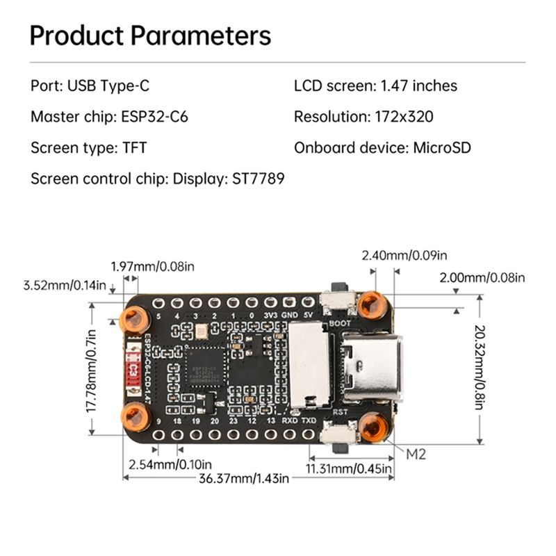 [NEW A09R!】 Esp32-C6 1.47-Inch - đánh giá và giá Esp32 C6